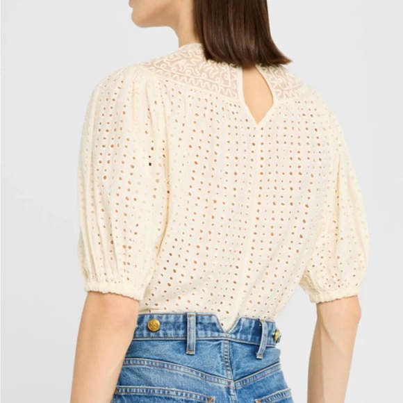 NWT ULLA JOHNSON AMINA EYELET EMBROIDERED BLOUSE TOP IVORY - Picture 4 of 8